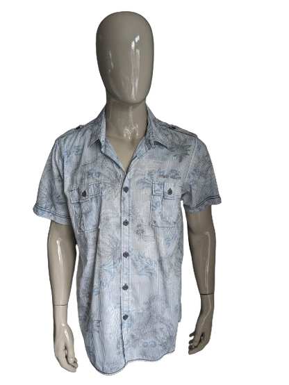 Philip Russel short sleeve shirt. Blue gray print. Size XL.