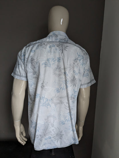 Philip Russel short sleeve shirt. Blue gray print. Size XL.
