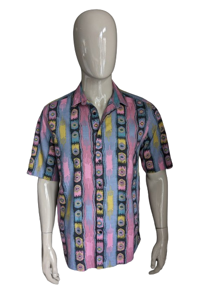 Asos short sleeve shirt. Purple gray green print. 52% viscose. Size M/L.