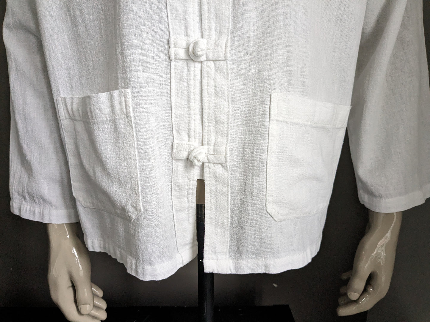 Vintage -Hemd mit Mao / Angehobener Kragen. Baumwollknoten und Taschen. Größe xl.