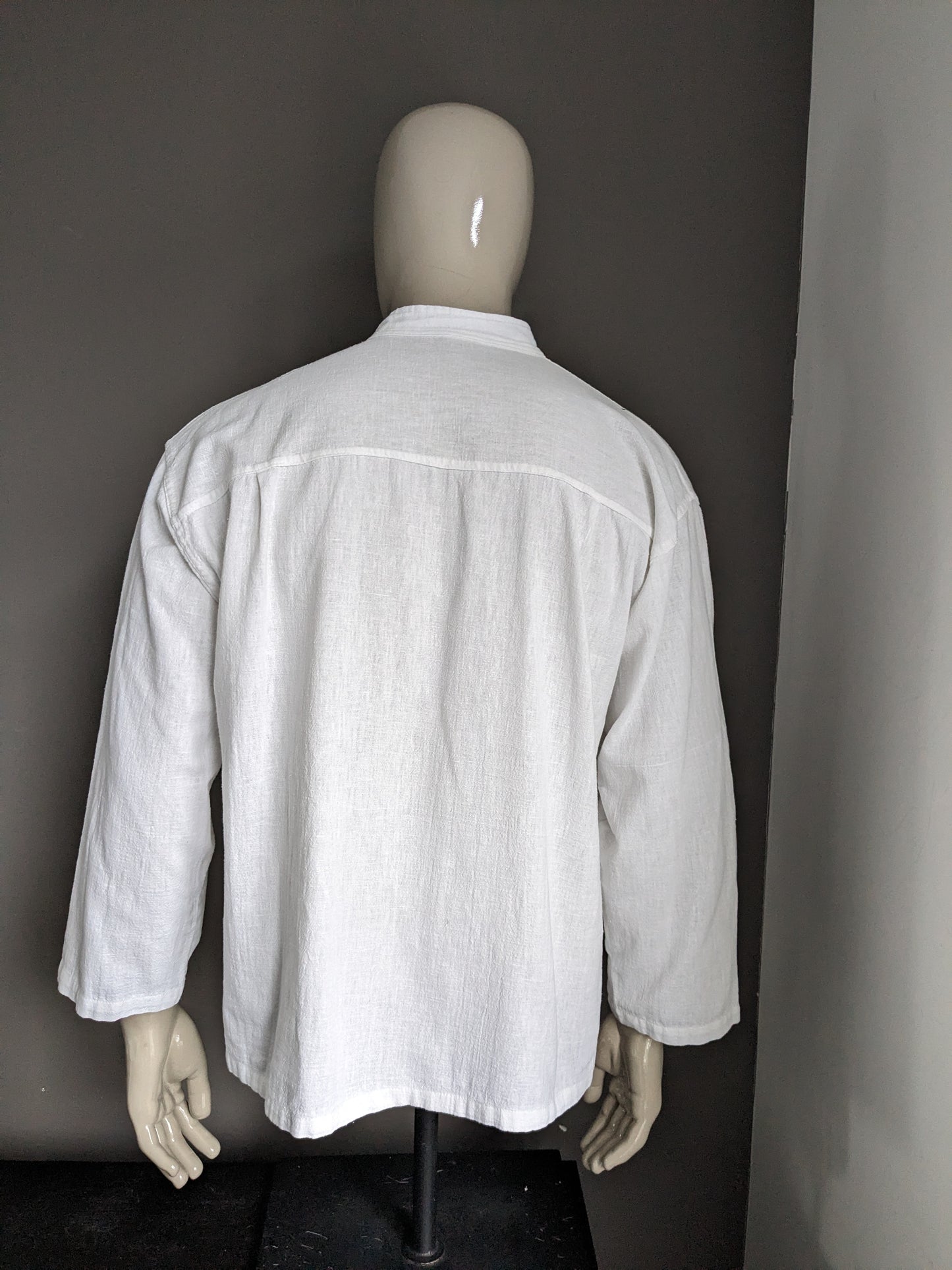 Vintage -Hemd mit Mao / Angehobener Kragen. Baumwollknoten und Taschen. Größe xl.