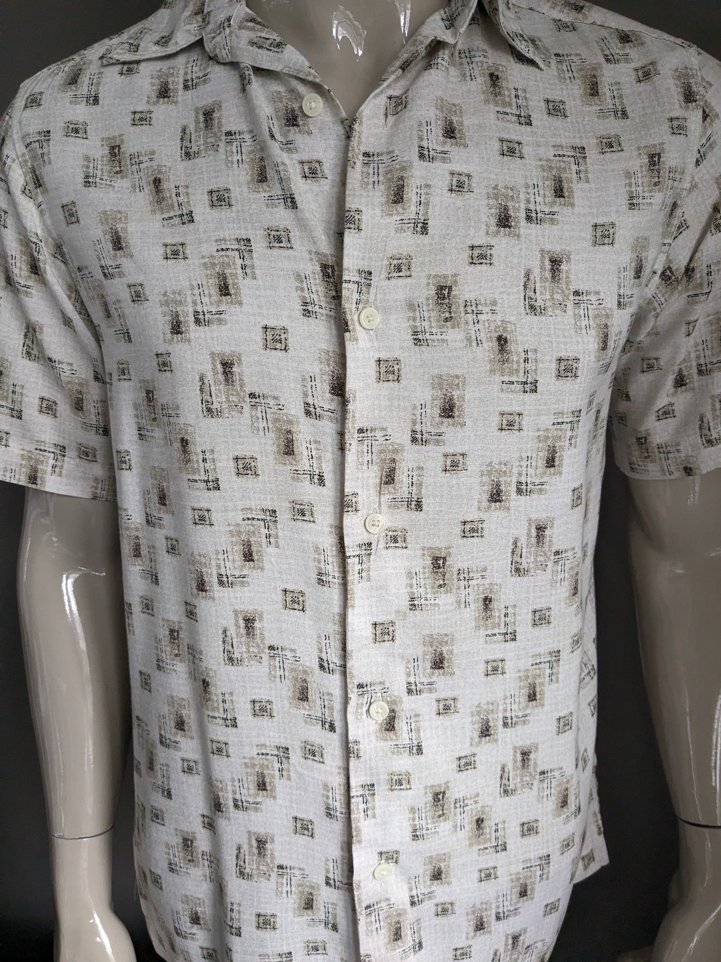 Vintage axcess shirt short sleeve. Beige brown print. Size M.