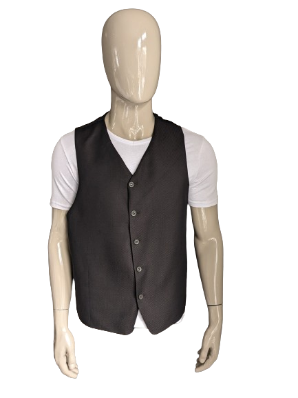 Waistcoat #340. Brown black motif with small inside pocket. Size XL.