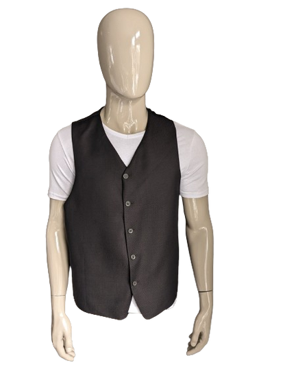 Waistcoat #340. Brown black motif with small inside pocket. Size XL.