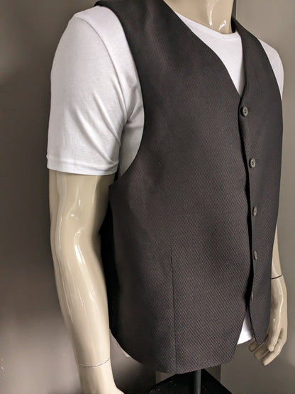 Waistcoat #340. Brown black motif with small inside pocket. Size XL.