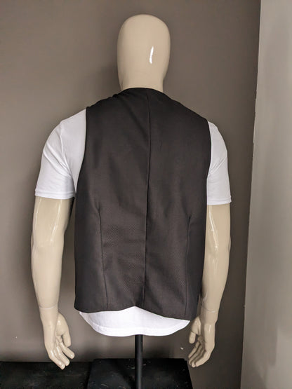 Waistcoat #340. Brown black motif with small inside pocket. Size XL.