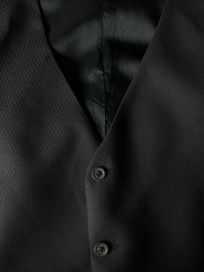 Waistcoat #340. Brown black motif with small inside pocket. Size XL.