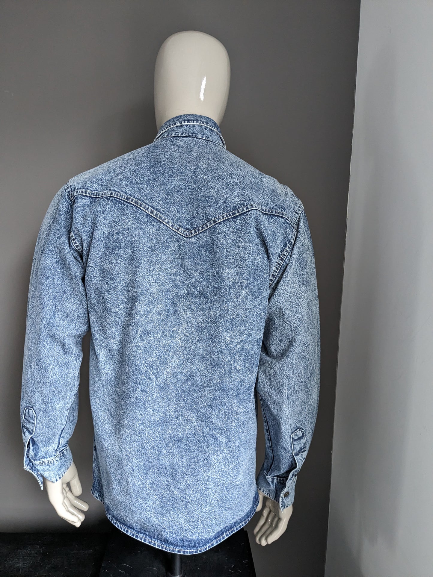 Vintage FIMSE Jeans Camisa Fabrica más gruesa. Azul mezclado. Talla L.