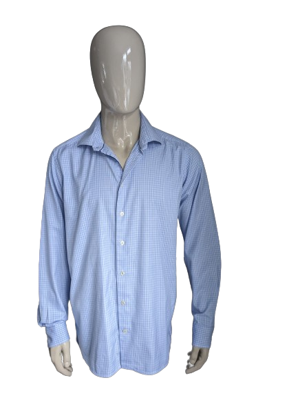 Camisa Etón. Cuadros azules y blancos. Talla 43/XL.
