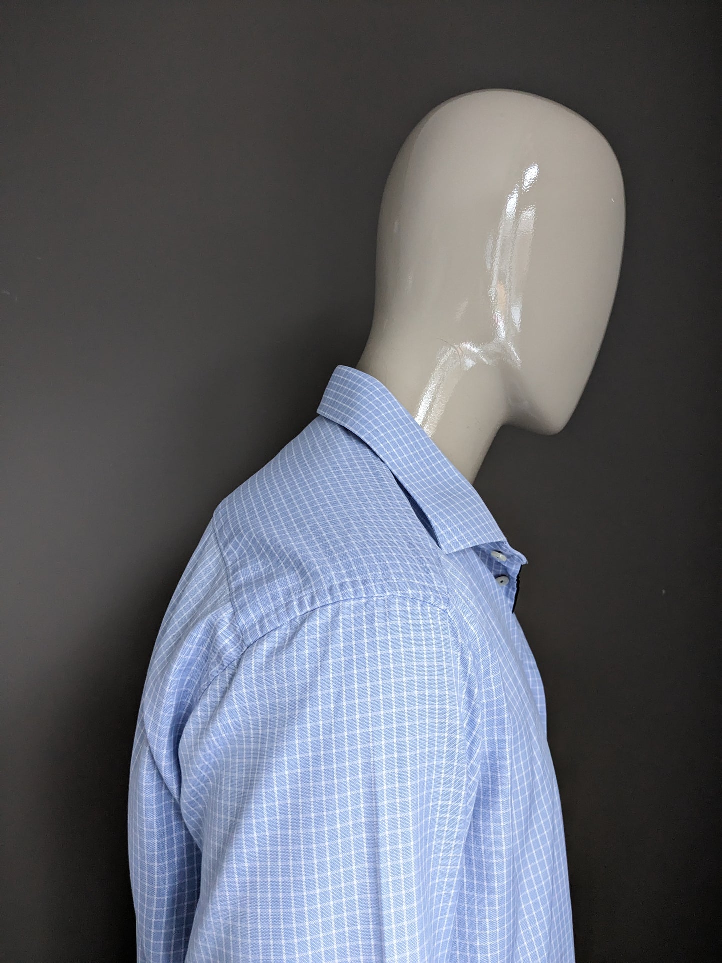 Camisa Etón. Cuadros azules y blancos. Talla 43/XL.
