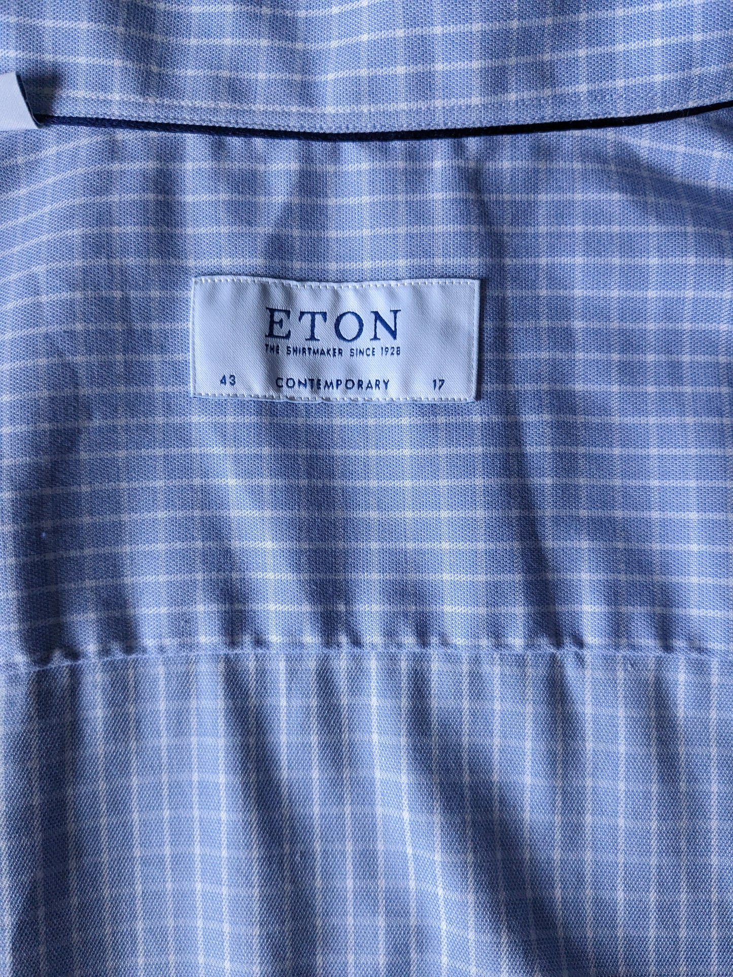 Camisa Etón. Cuadros azules y blancos. Talla 43/XL.