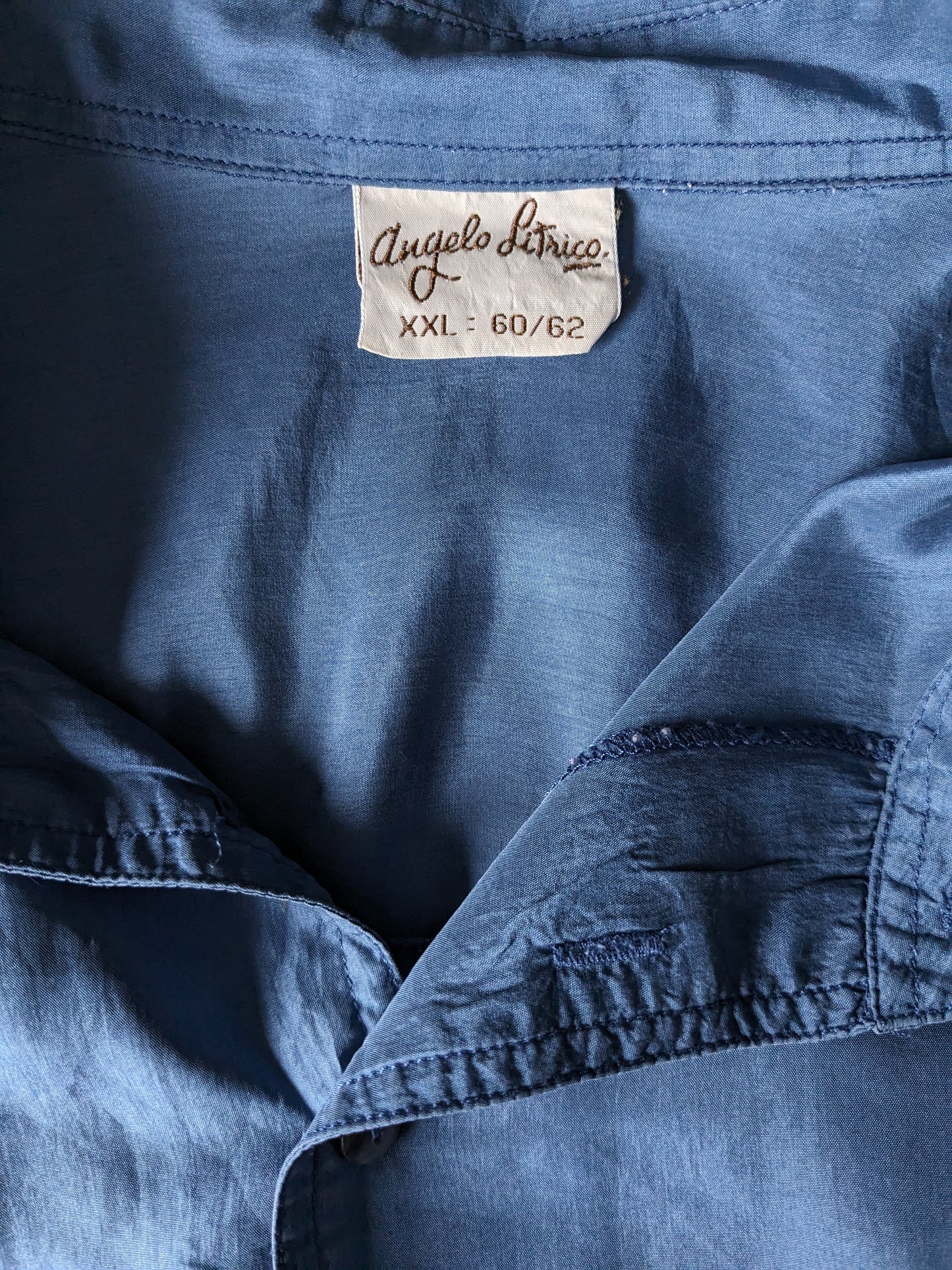 Polo di seta Angelo Litrico vintage con fascia elastica. Blu. Dimensione 2xl / 3xl