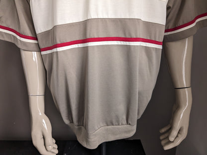 Vintage-Polo mit elastischem Band. Braun beige rot gefärbt. Größe 3XL.