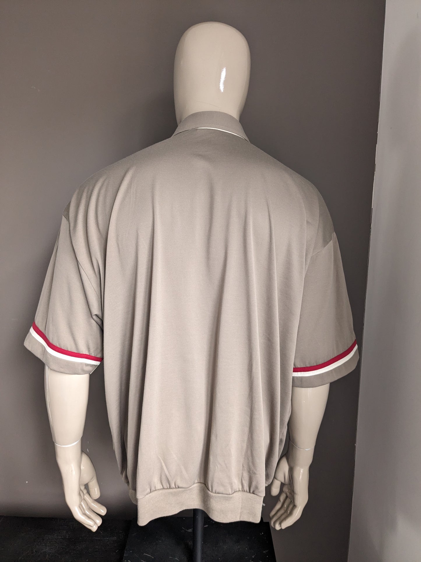 Vintage polo with elastic band. Brown beige red colored. Size 3XL.