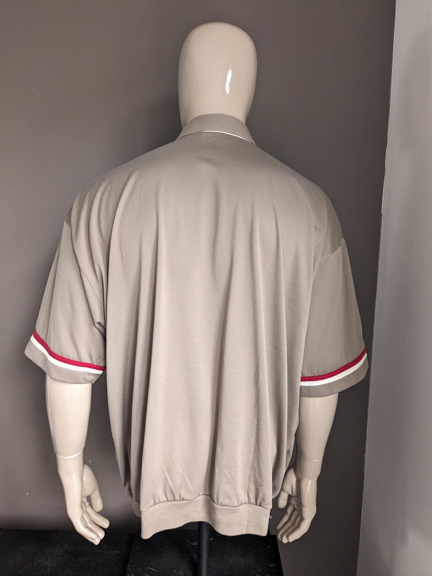 Vintage-Polo mit elastischem Band. Braun beige rot gefärbt. Größe 3XL.