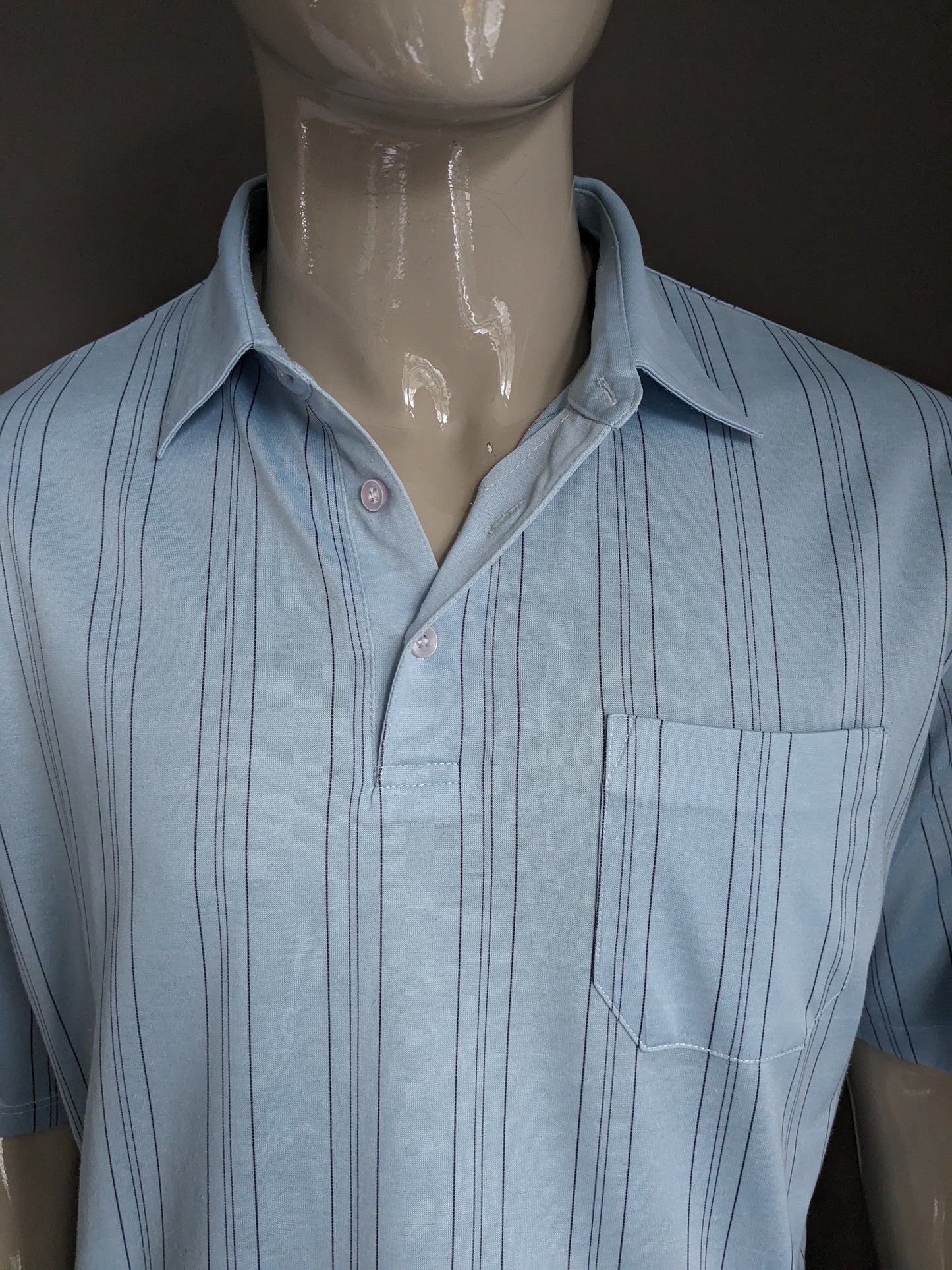 Vintage Senator Polo with elastic band. Blue brown striped. Size XL.