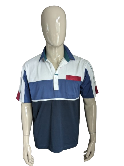 St. Michael Polo. Blue red green colored. Size XL.