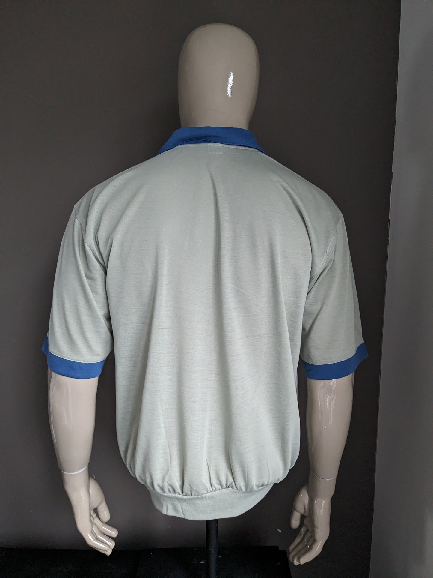 Vintage polo with elastic band. Green Blue. Size L / XL
