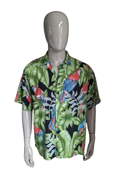 Golpea la camisa de Hawai original manga corta. Impresión de saqueo. Tamaño L / XL. Viscosa / distrito