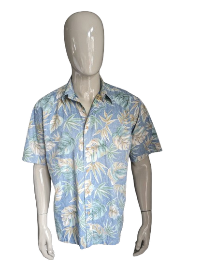 Cook Street Honolulu origineel Hawaii overhemd korte mouw. Blauw beige EcoGents