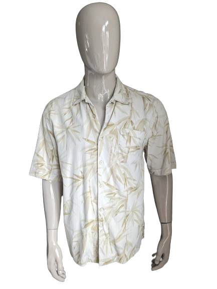 Jamaica Jaxx silk original hawaii shirt short sleeve. Beige print. Size M.