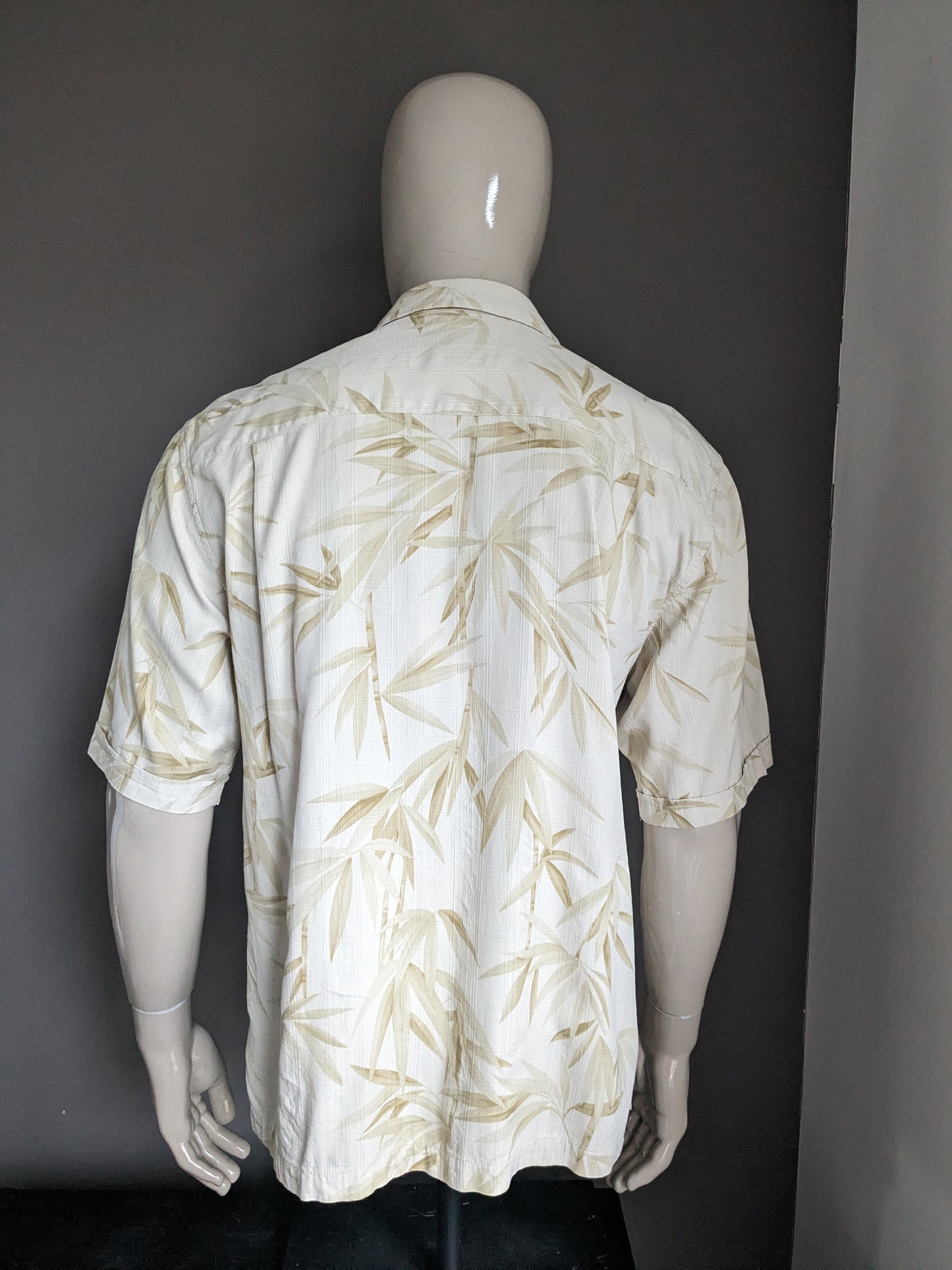 Jamaika Jaxx Seiden Original Hawaii Hemd Kurzarm. Beige Druck. Größe M.