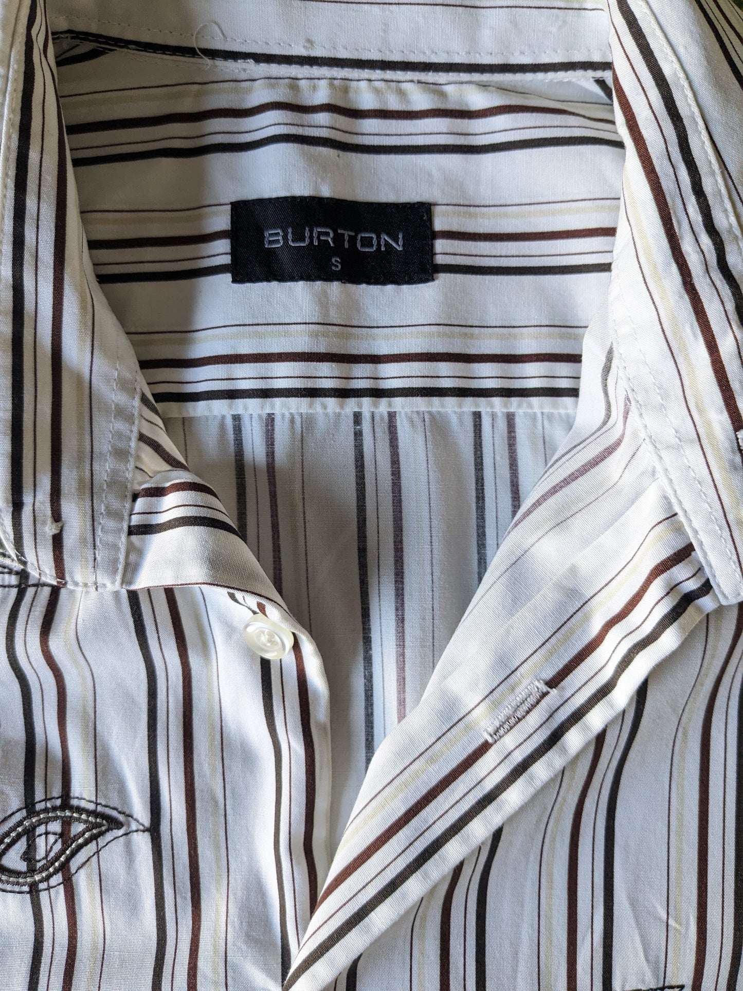 Burton Shirt Kurzärmel. Weißer schwarzer beige braun gefärbt. Größe S.