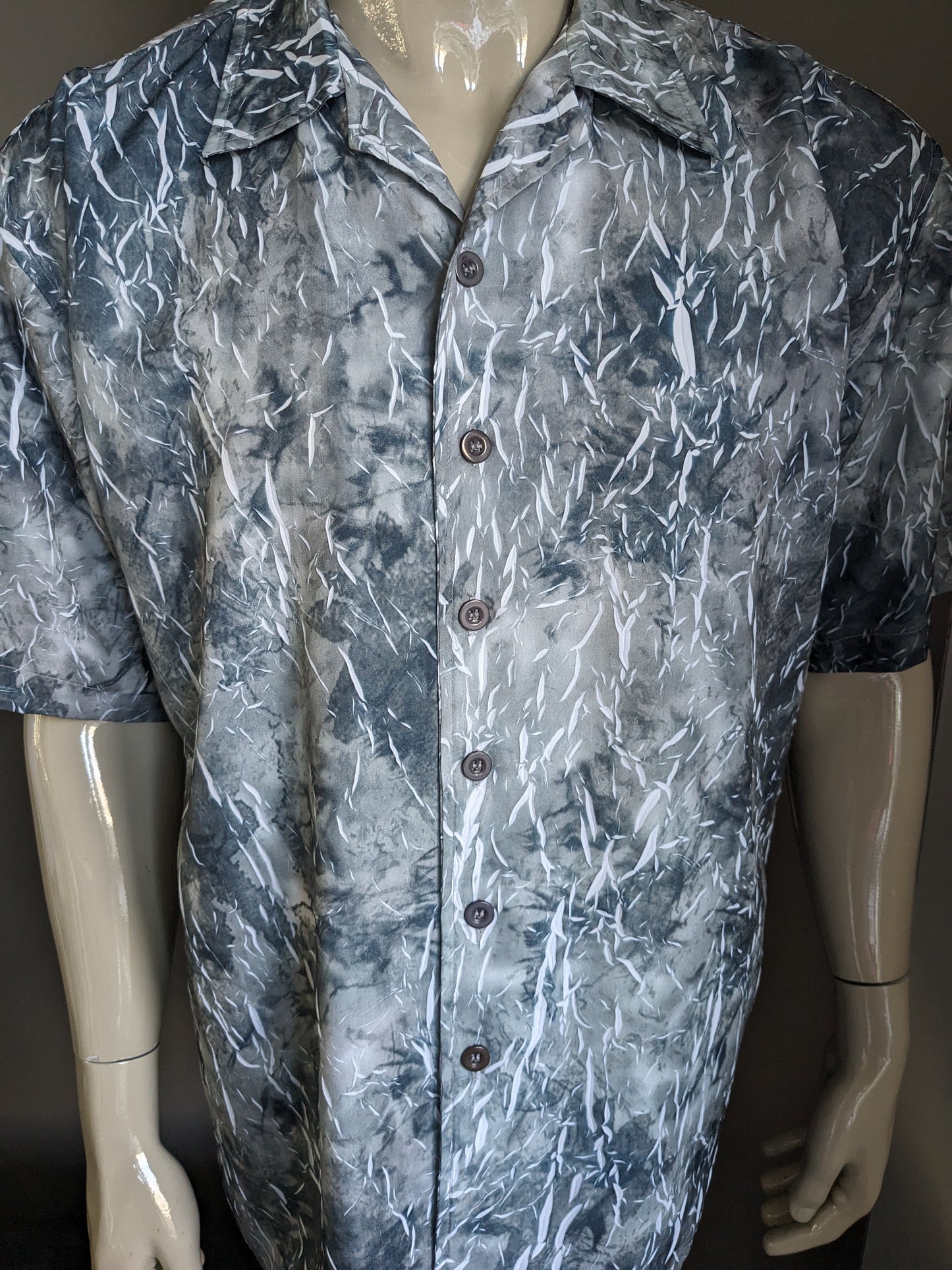 NE-I Camisa vintage manga corta. Efecto de arrugas blancas grises. Tamaño XL / XXL-2XL.