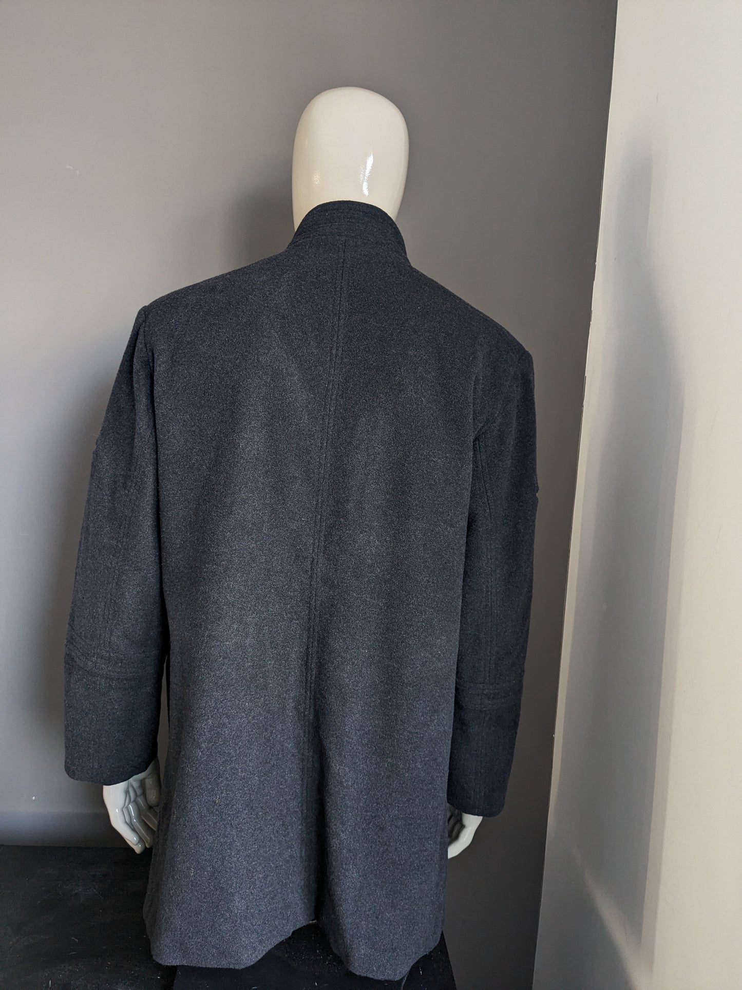 Separate Martin wool half long jacket with buttons and zipper applications. Dark gray. Size 52 / L.