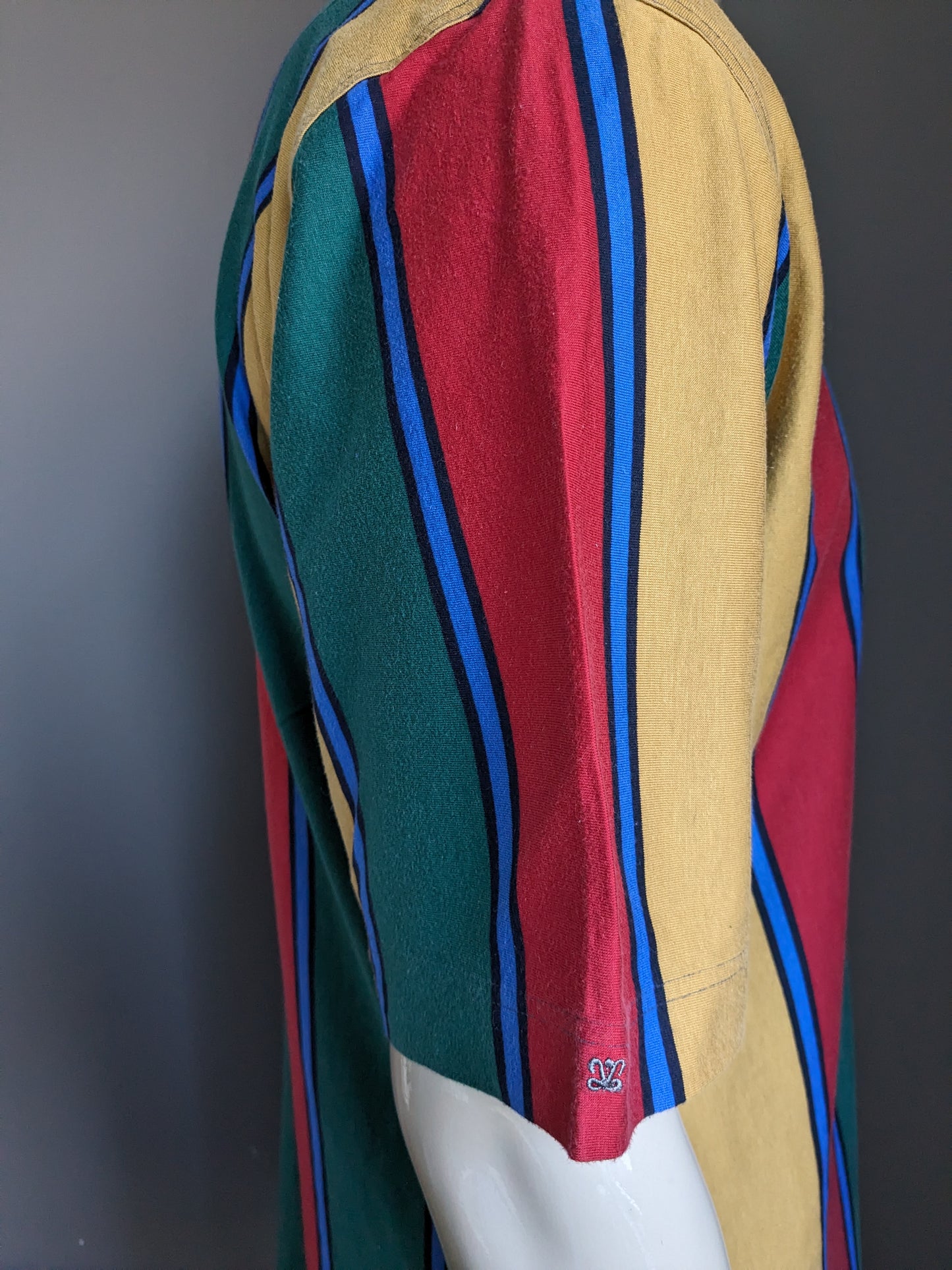Vintage from Laack Royal Polo. Red blue green yellow striped. Size L.