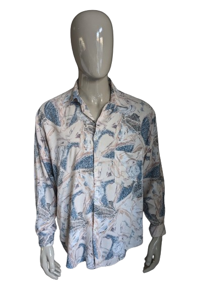 Vintage-Shirt aus den 90ern. Rosa blau grau lila Druck. Größe XL.