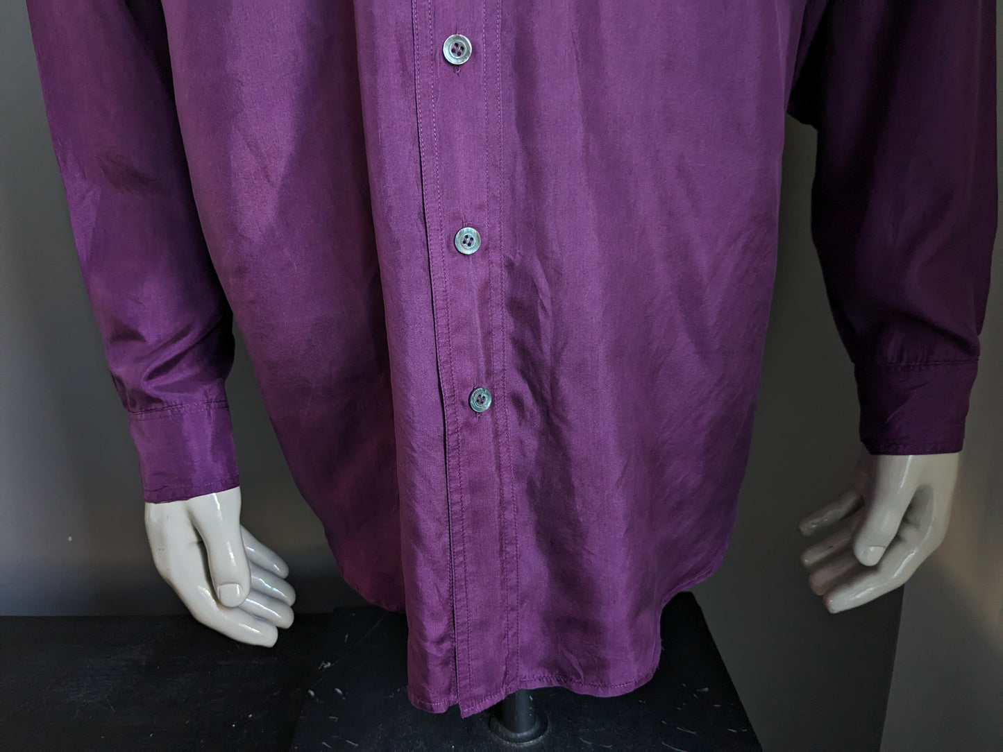 Vintage Arpimo zijden overhemd. Paars. Maat XXL / 2XL.