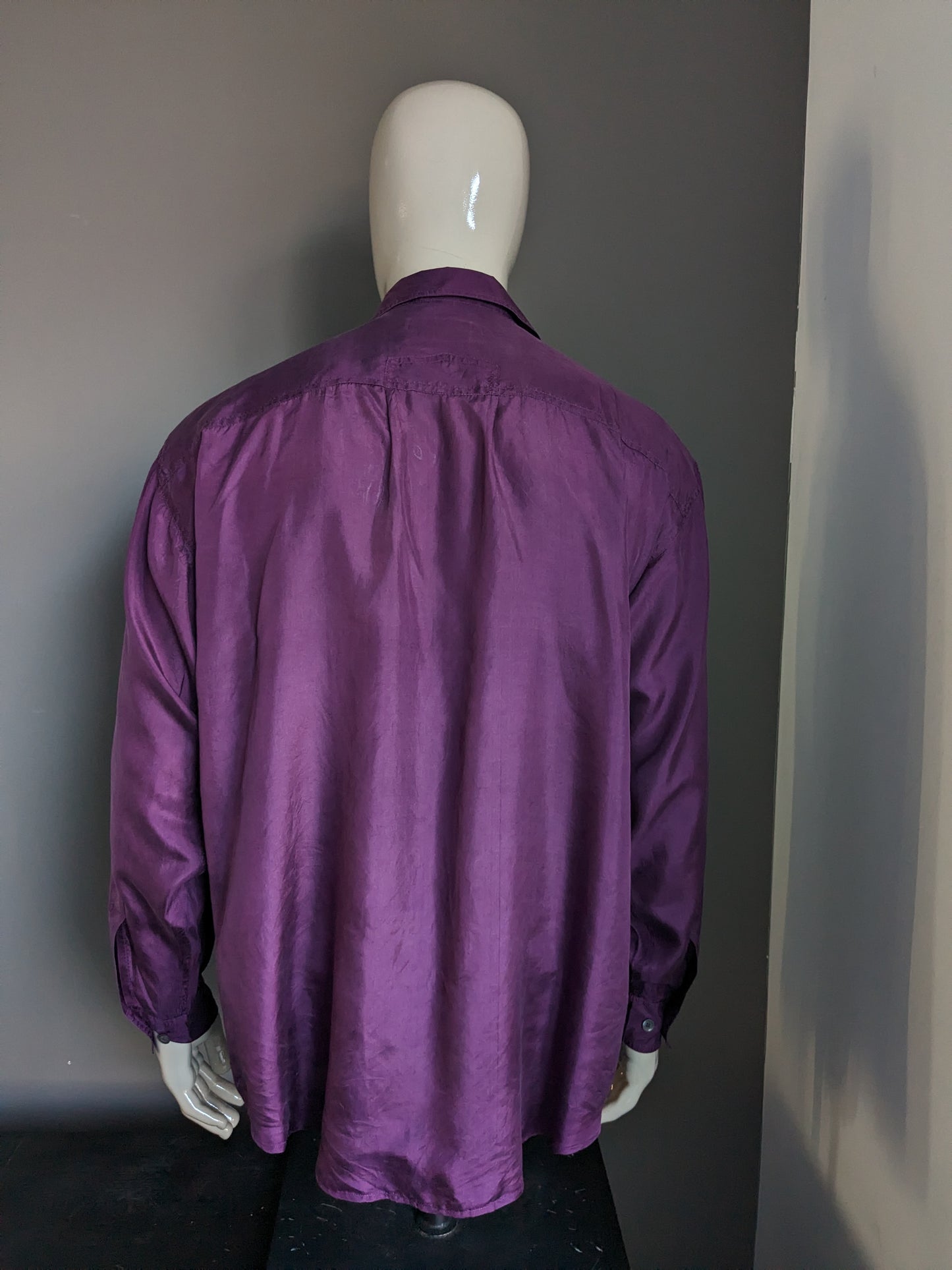 Camisa de seda arpimo vintage. Púrpura. Tamaño XXL / 2XL.