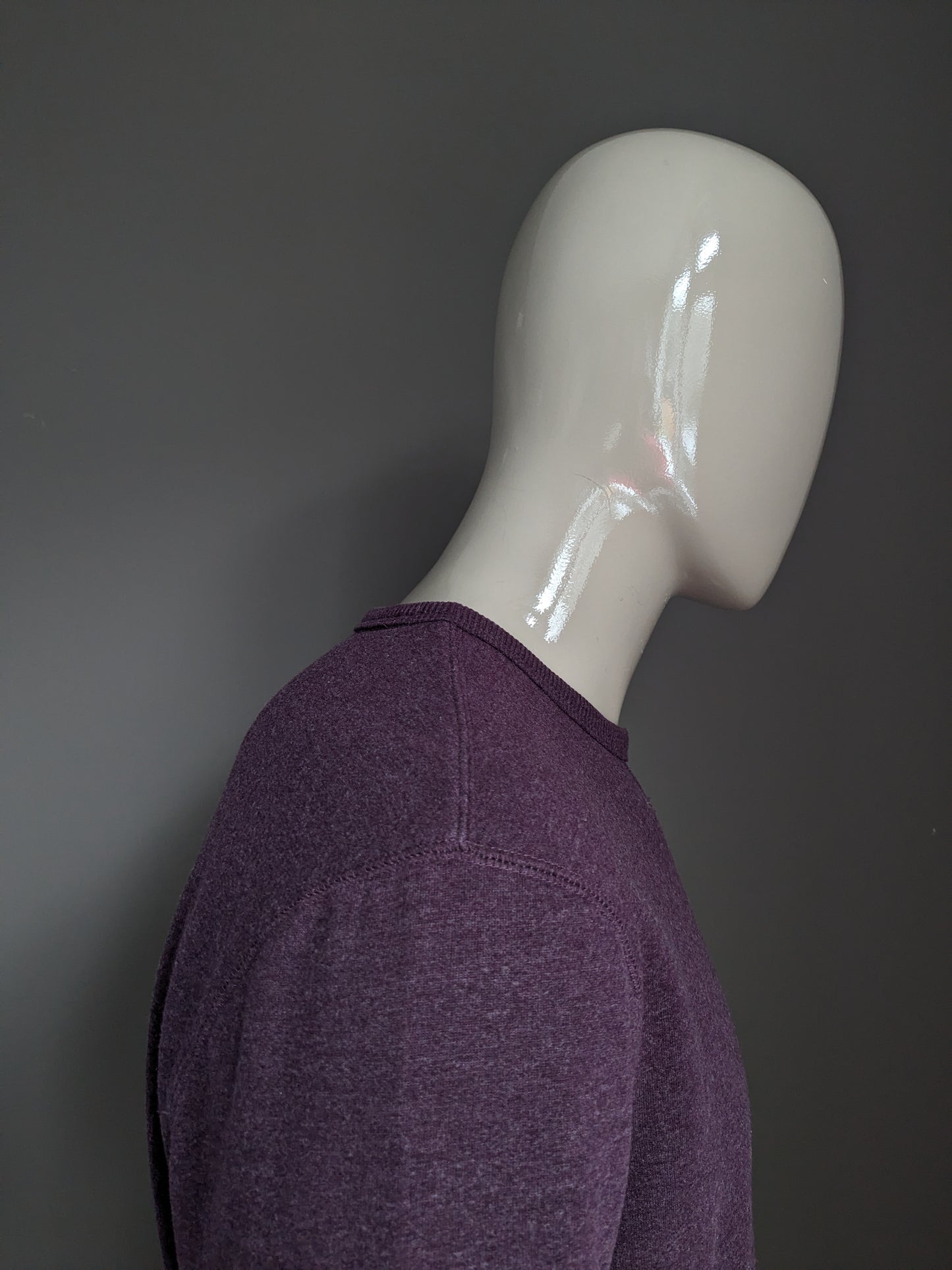 M&S Collection Basic trui. Paars Grijs gemêleerd. Maat L. Regular Fit.