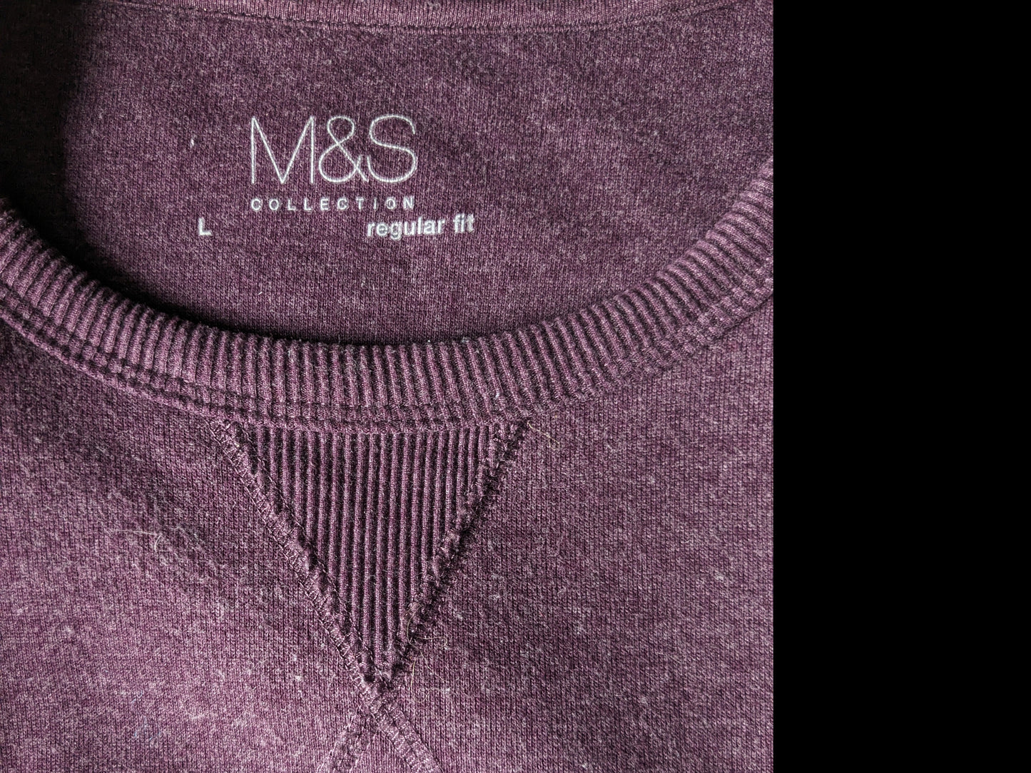 M&S Collection Basic trui. Paars Grijs gemêleerd. Maat L. Regular Fit.