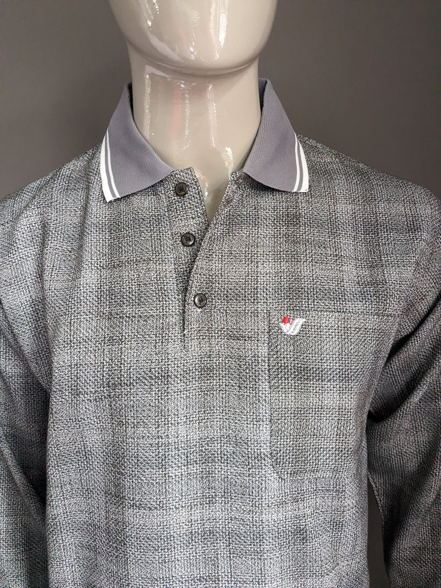 Vintage Original Wear Rainbow Polo Sweater. Gray mixed. Size L.