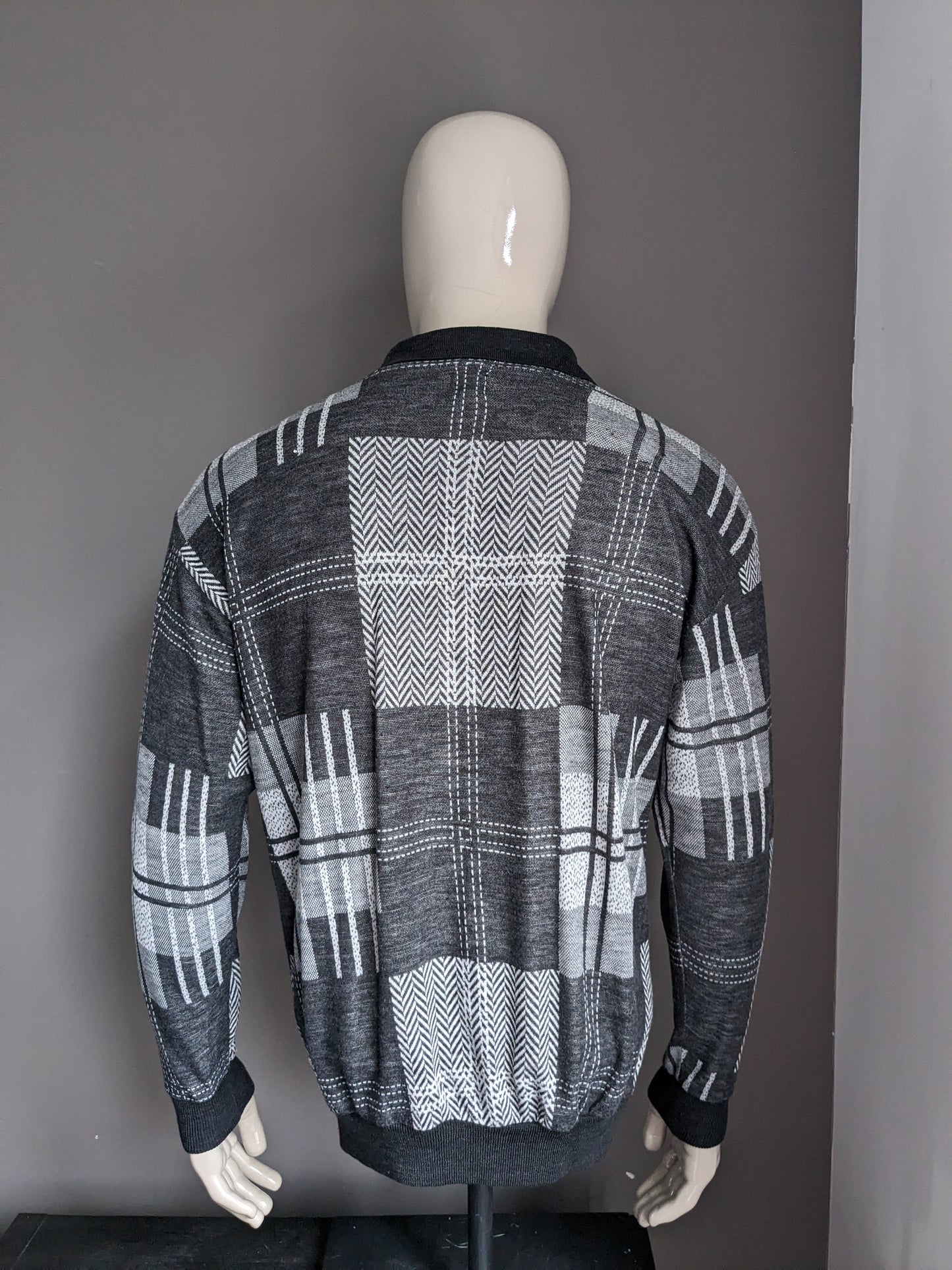 Vintage Studio Pitti Polo Sweater. Gray motif. Size XL.