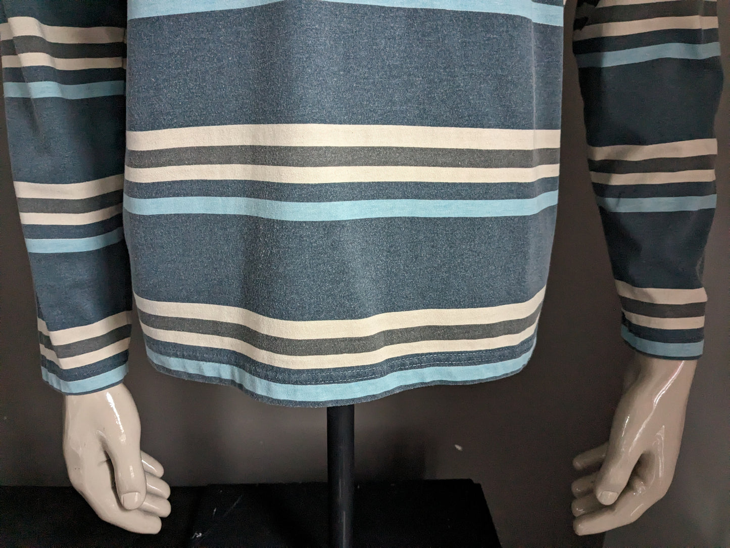 Suéter de polo de budmil vintage. VERDE AZUL BEIGE MARRÓN. Talla L.
