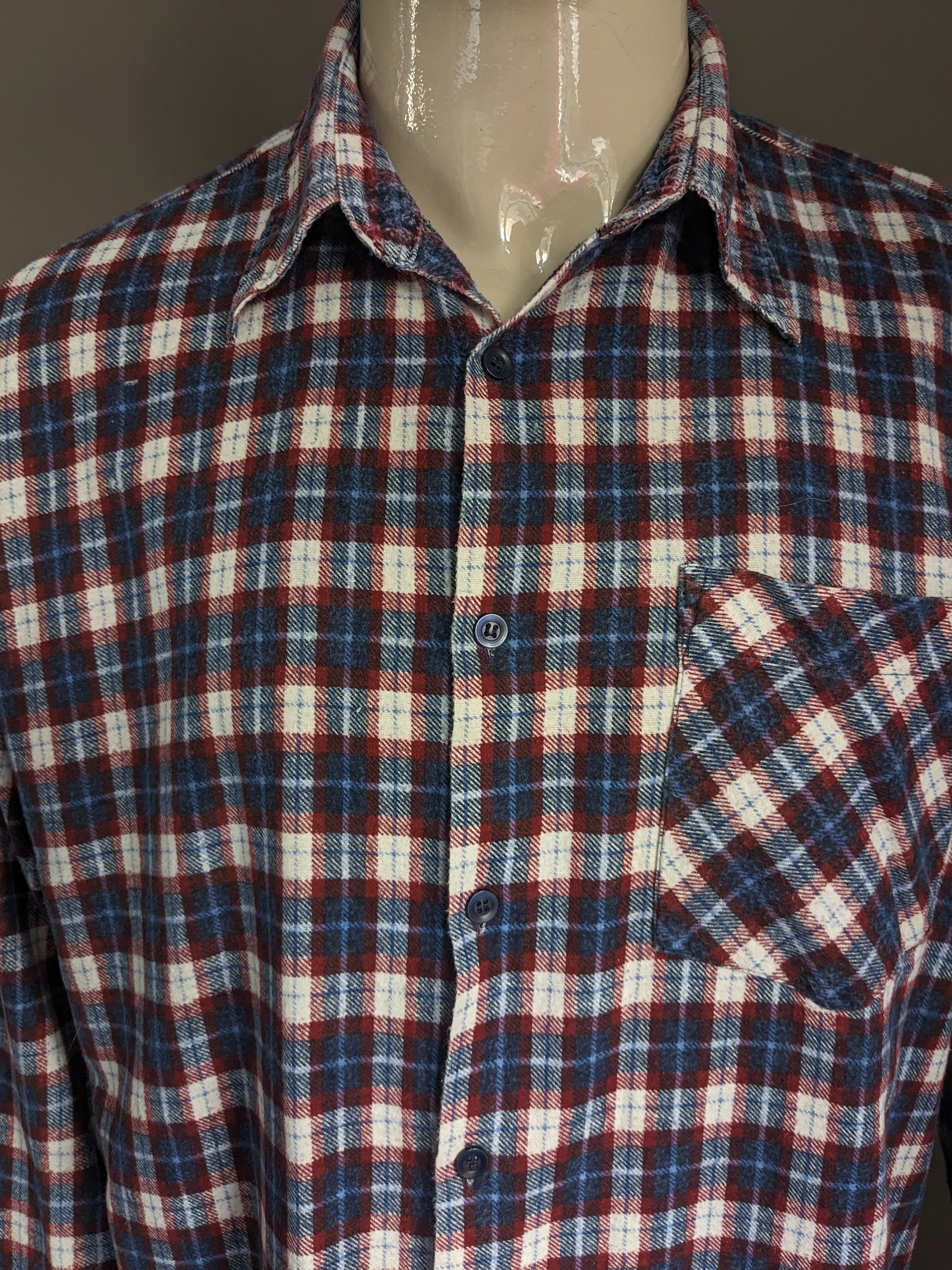 Vintage Arkneys Flanellen shirt. Blue red white checkered. Size XL