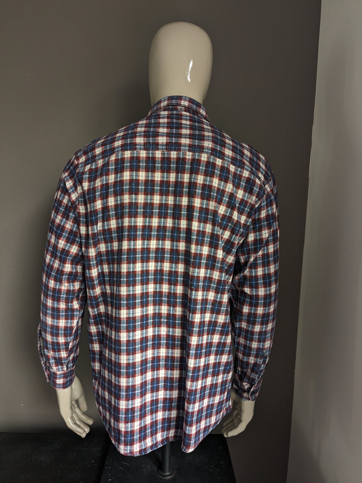 Vintage Arkneys Flanellen shirt. Blue red white checkered. Size XL.