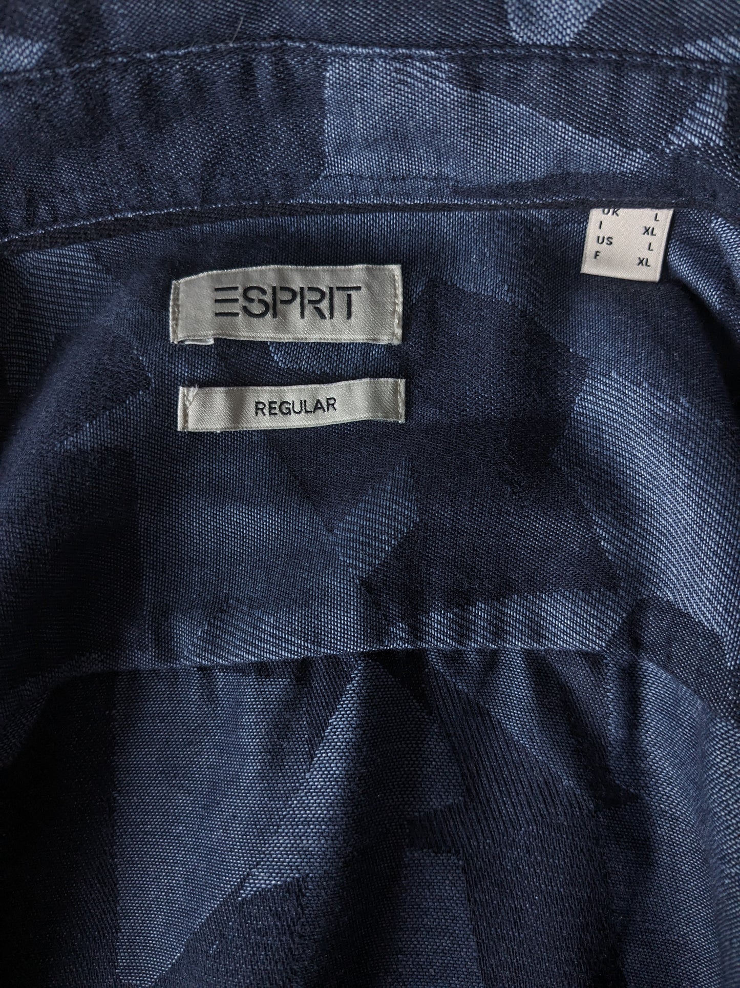 Esprit overhemd. Blauwe print. Maat L. Regular Fit.