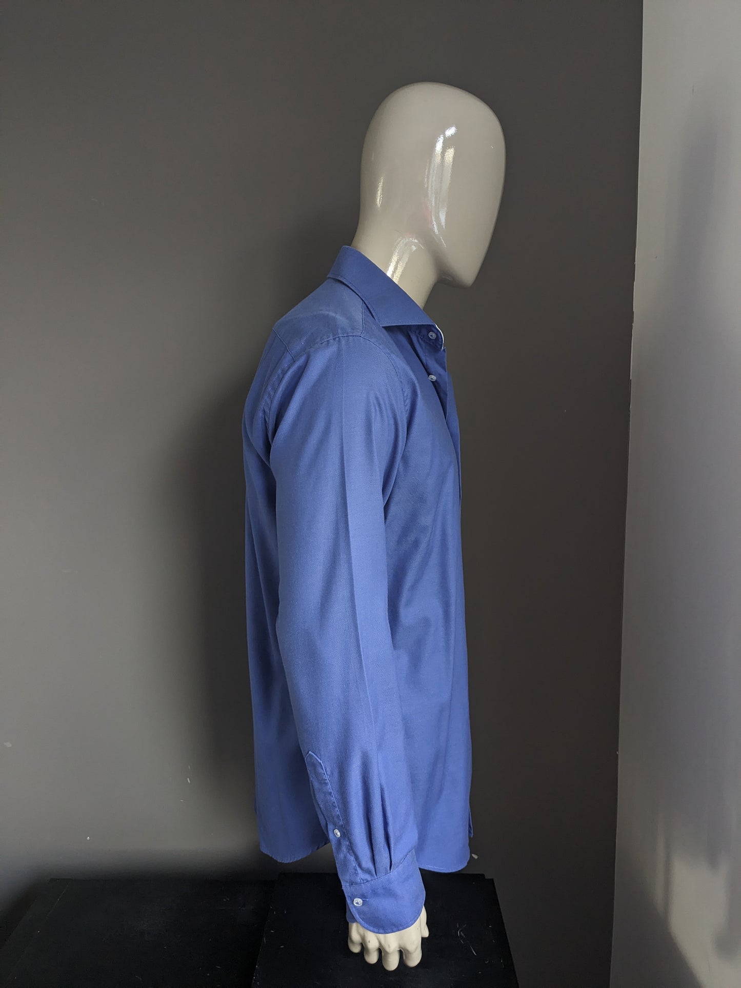 Profuomo -Hemd. Blau gemischt. Größe 42 / L. Slim Fit.
