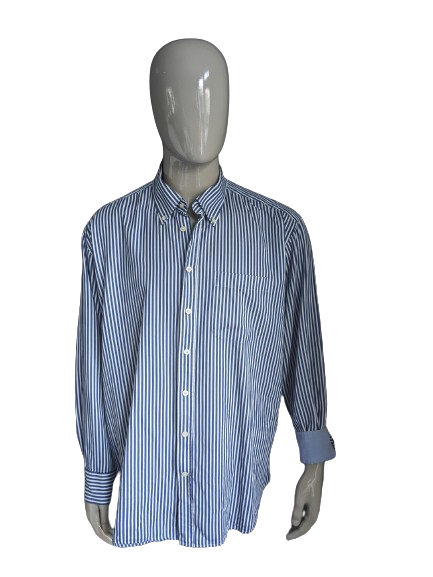 Camisa de Adam Friday. Blanco azul rayado. Tamaño 3xl / xxxl.
