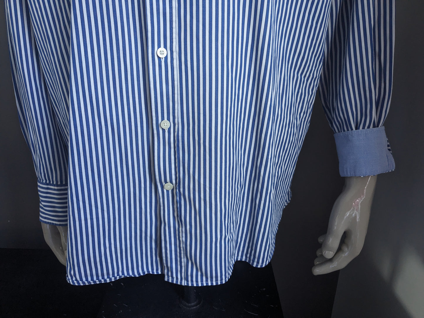 Adam Friday shirt. Blue white striped. Size 3XL / XXXL.