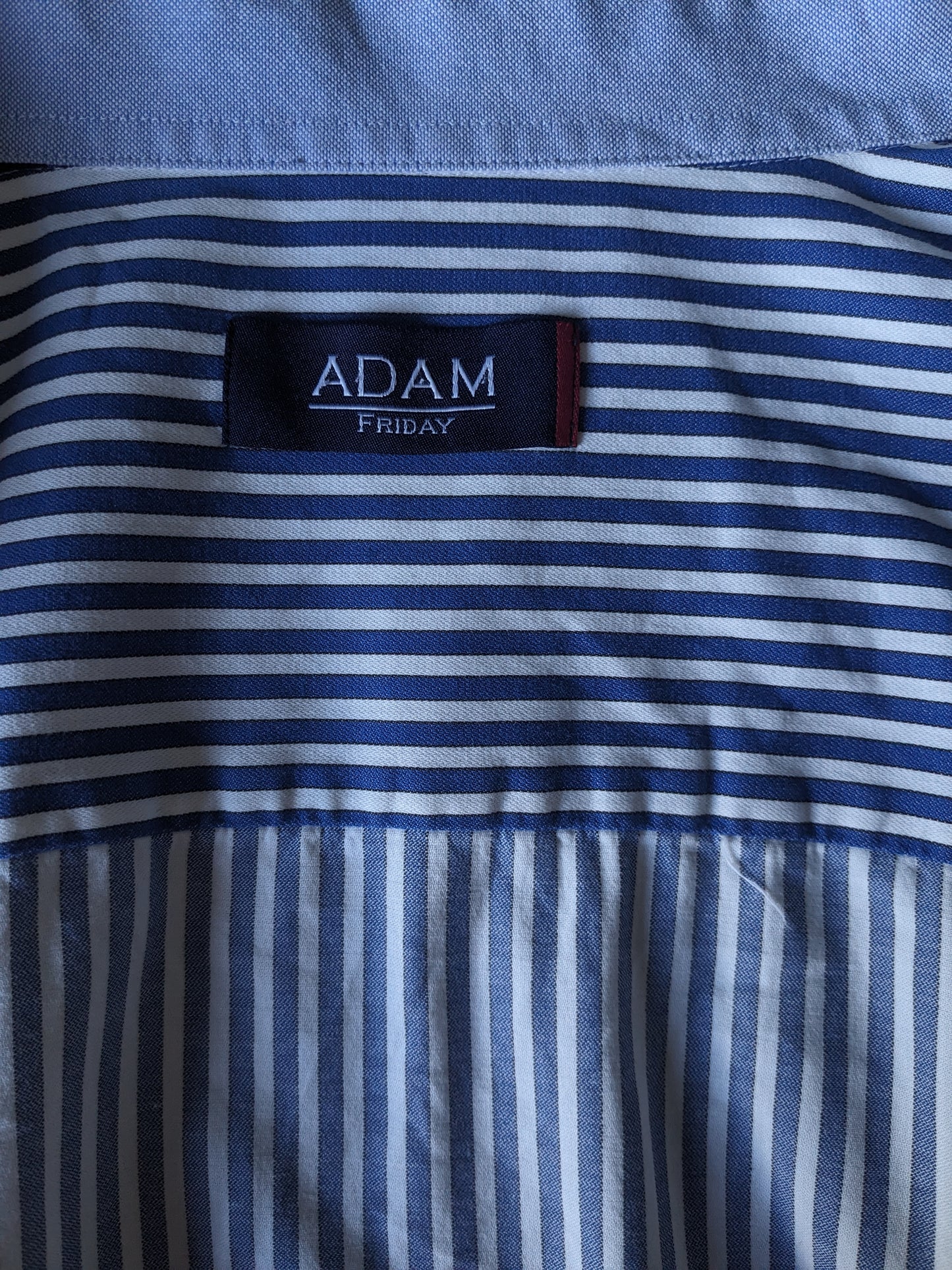 Adam Friday overhemd. Blauw Wit gestreept. Maat 3XL / XXXL.