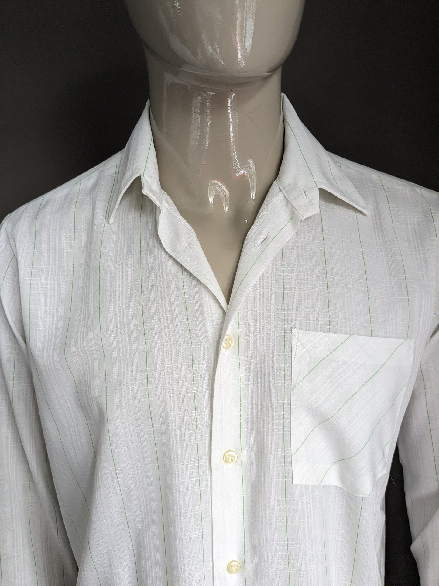 Vintage Labod 70er Hemd. Weißes Grün überprüft. Größe xl.