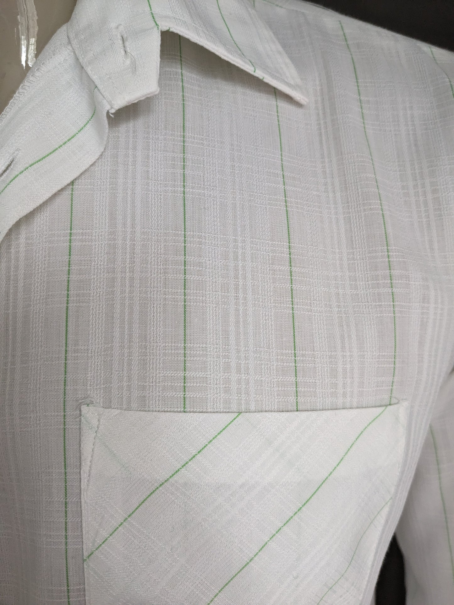 Vintage Labod 70er Hemd. Weißes Grün überprüft. Größe xl.