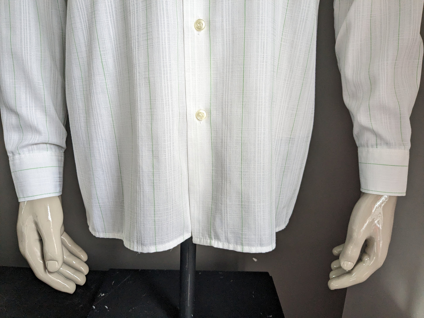 Vintage Labod 70's overhemd. Wit Groen geruit. Maat XL.