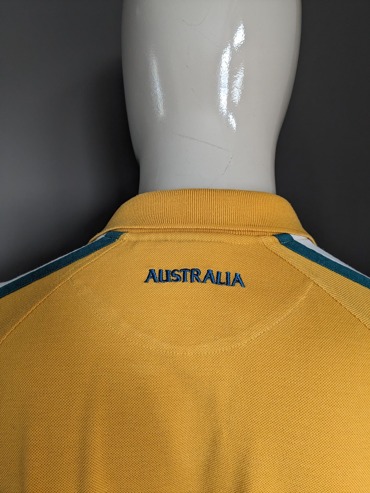 Vintage Australia Rugby Polo. Couleur jaune blanc vert. Taille 2xl / xxl.