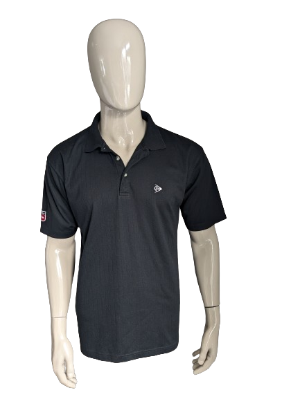 Dunlop Golf Polo. Motivo a strisce nera. Taglia L.